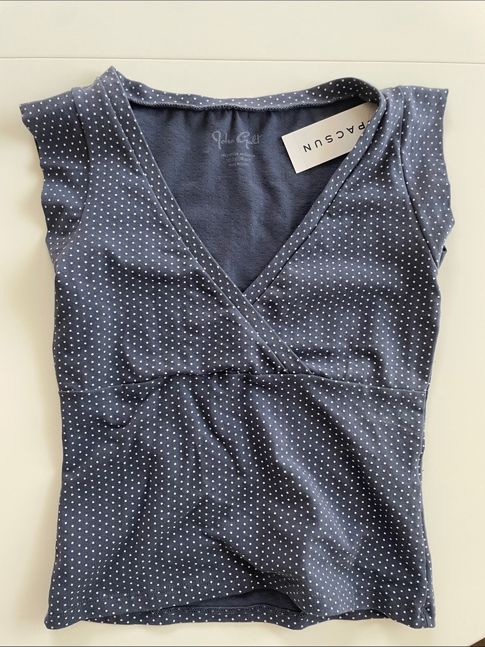 PACSUN Amara Top blue/white polka dots